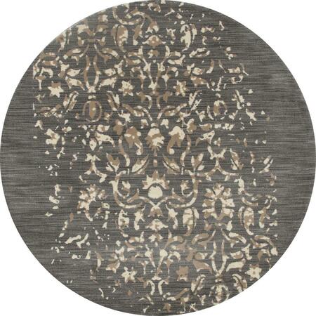 ART CARPET 5 Ft. Milan Collection Isabella Woven Round Area Rug, Gray 23913